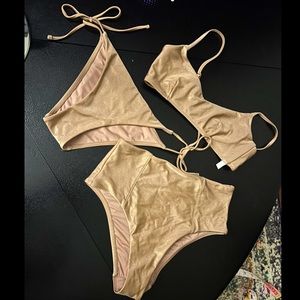 Victoria’s Secret Swim Bundle in gold metallic- EUC